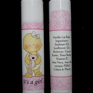 Baby Shower Favors Baby Girl Vanilla Lip Balm